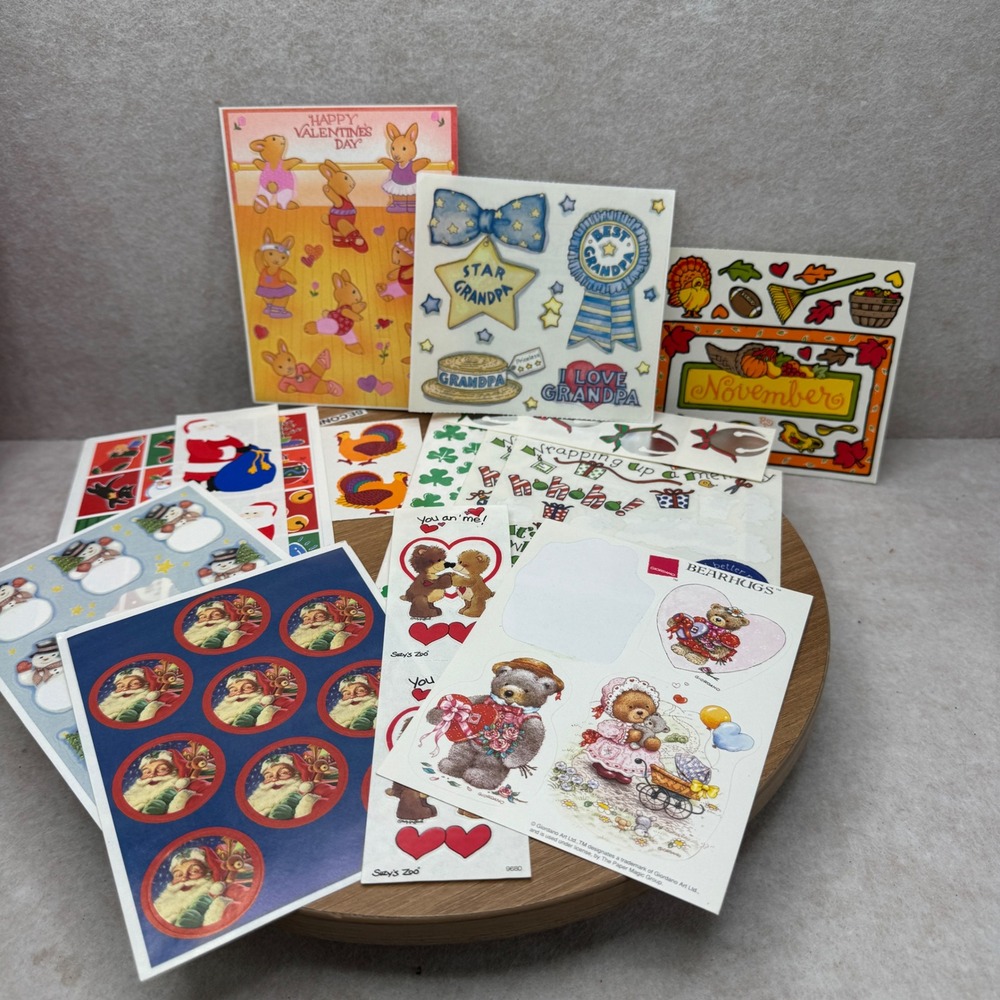 Vintage‎ Sticker Lot Suzy's Zoo Bearhugs Holiday Christmas 90s Ephemera Mixed